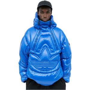 Moncler, Jassen, Heren, Blauw, L, Gewatteerde Lange Donsjas