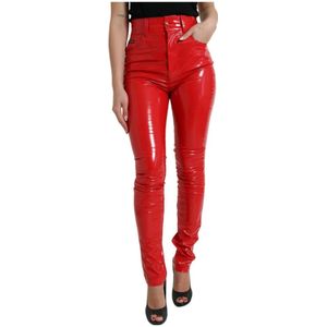 Dolce & Gabbana, Broeken, Dames, Rood, XS, Polyester, Skinny Jeans