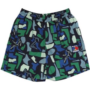 Puma, Badkleding, Heren, Veelkleurig, S, Polyester, Mineral Blue All Over Print Shorts