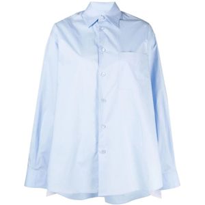 MM6 Maison Margiela, Lichtblauwe Overhemden met 3,5 cm Hak Blauw, Dames, Maat:S