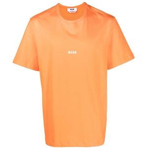 Msgm, Tops, Heren, Oranje, L, Oranje Logo T-shirt