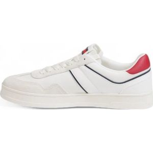 Tommy Hilfiger, Schoenen, Heren, Wit, 45 EU, Leer, Witte Leren Sneakers met Veters