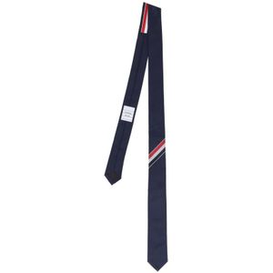 Thom Browne, Accessoires, Heren, Blauw, ONE Size, Gestreepte zijden stropdas met tricolor detail