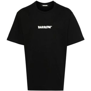 Barrow, Logo Print Crew Neck T-shirts en Polos Zwart, Heren, Maat:XL