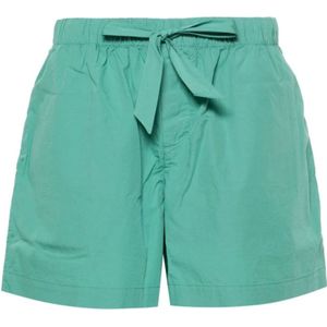 Tekla, Korte broeken, Dames, Groen, M, Katoen, Groene Katoenen Shorts met Logo