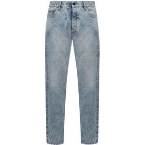 Palm Angels, Jeans, Heren, Blauw, W33, Katoen, Slimfit-jeans
