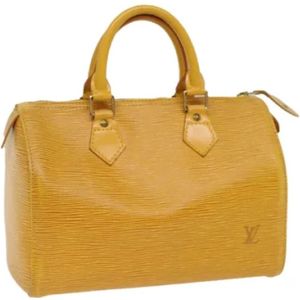 Louis Vuitton Vintage, Pre-owned, Dames, Geel, ONE Size, Leer, Tweedehands leren handtassen