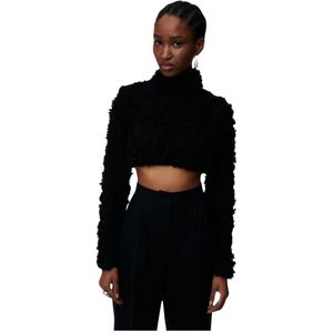 Undress Code, Tops, Dames, Zwart, S, Polyester, Glamour Crop Top met Turtleneck