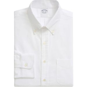 Brooks Brothers, Witte Regular Fit Non-Iron Katoenen Oxford Overhemd met Button Down Kraag Wit, Heren, Maat:M