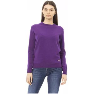 Baldinini, Truien, Dames, Paars, M, Wol, Stijlvolle Paarse Wol Crewneck Sweater