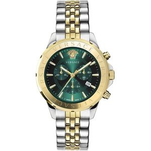 Versace, Chrono Signature Chronograaf Horloge Roestvrij Staal Geel, Heren, Maat:ONE Size