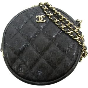 Chanel Vintage, Pre-owned, Dames, Zwart, ONE Size, Pre-owned Leather crossbody-bags