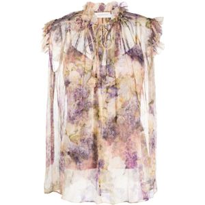 Zimmermann, Bloemenprint zijden blouse Roze, Dames, Maat:L