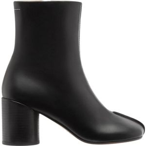 MM6 Maison Margiela, Schoenen, Dames, Zwart, 37 1/2 EU, Leer, Zwarte Stitch-out Enkellaarzen