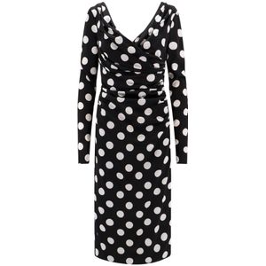 Dolce & Gabbana, Kleedjes, Dames, Zwart, XS, Polkadot Viscose Jurk