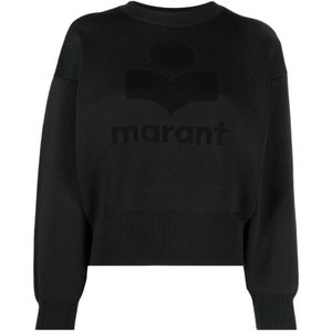 Isabel Marant Étoile, Truien, Dames, Zwart, M, Zwart Sweatshirt met Logo en Ronde Hals