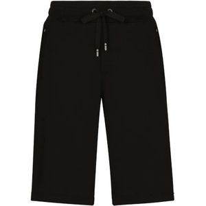 Dolce & Gabbana, Korte broeken, Heren, Zwart, M, Katoen, Zwarte Logo-Plaque Jersey Shorts