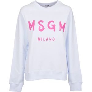 Msgm, Logo Sweaters Wit, Dames, Maat:M