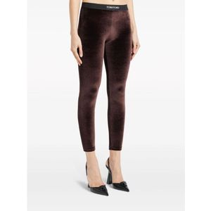 Tom Ford, Broeken, Dames, Bruin, S, Bruin Fluweel Cropped Broek