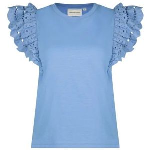 Fabienne Chapot, Tops, Dames, Blauw, L, Katoen, Vlinder Mouw Katoenen T-shirt