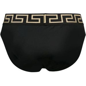 Versace, Ondergoed, Heren, Zwart, M, Laagbouw Lycra Zwemslip