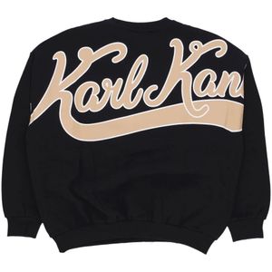 Karl Kani, Sweatshirts & Hoodies, Dames, Zwart, M, Katoen, Zwarte Crewneck Sweatshirt Oversized Fit