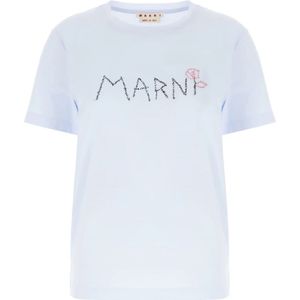 Marni, Tops, Dames, Blauw, XS, Katoen, Casual Katoenen T-Shirt