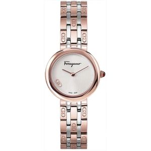 Salvatore Ferragamo, Rose Gold Quartz Horloge met Vlindersluiting Roze, Dames, Maat:ONE Size