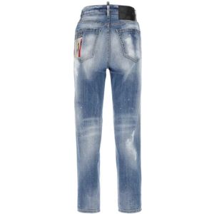 Dsquared2, Jeans, Dames, Blauw, XS, Stijlvolle Straight Jeans Collectie