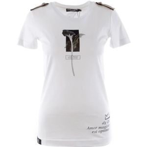 Dolce & Gabbana, Tops, Dames, Wit, XS, Katoen, Lily Korte Mouw T-shirt