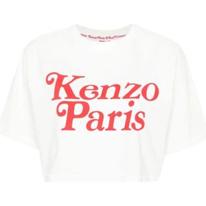 Kenzo, Tops, Dames, Wit, L, Katoen, Witte T-shirts en Polos met Kenzo Paris Logo