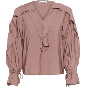 Karen by Simonsen, Blouses & Shirts, Dames, Roze, 2Xl, Penelope Blouse met V-Hals en Details