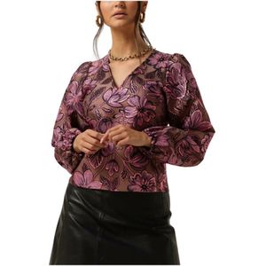 Selected Femme, Blouses & Shirts, Dames, Roze, XS, Bloemen Roze Lavendel Top
