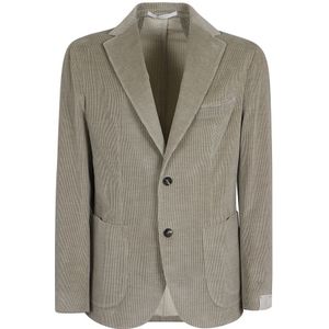 Eleventy, Jassen, Heren, Groen, S, Katoen, Groene Blazer Aw 24 Katoen Wol Elastaan