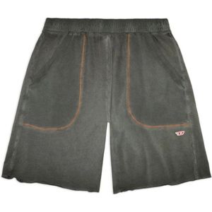 Diesel, Korte broeken, Heren, Zwart, L, Fleece Bermuda Shorts