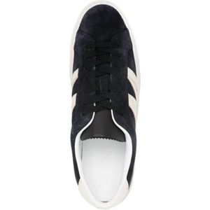 Moncler, Schoenen, Heren, Blauw, 42 1/2 EU, Leer, Blauwe Leren Sneakers voor Mannen