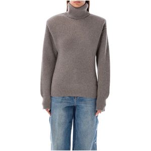 Stella McCartney, Truien, Dames, Grijs, S, Wol, Gezellig Taupe Gebreid Aw 24