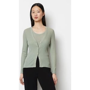 Marc O'Polo, Truien, Dames, Groen, L, Katoen, Pointelle cardigan regular