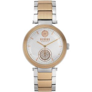 Versus Versace, Star Ferry Dames Quartz Horloge Rosé Goud Zilver Wijzerplaat Geel, Dames, Maat:ONE Size