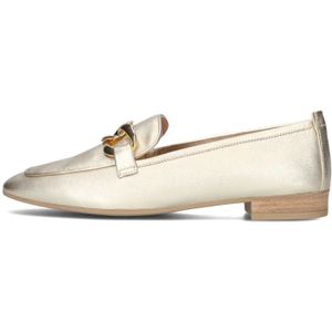 Unisa, Schoenen, Dames, Geel, 40 EU, Leer, Metallic Gouden Loafers met Decoratieve Ketting