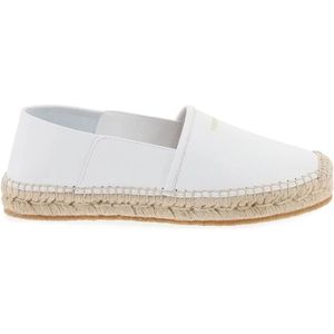 Salvatore Ferragamo, Nappa leren espadrilles met gouden logo Wit, Dames, Maat:36 1/2 EU