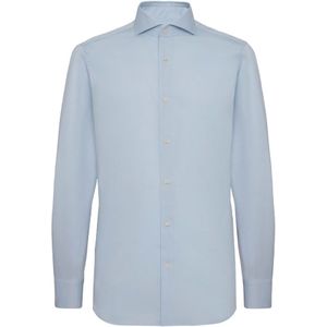 Boggi Milano, Slim Fit Stretch Katoen en Nylon Overhemd Blauw, Heren, Maat:XL