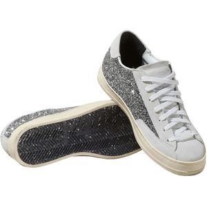 P448, Schoenen, Dames, Veelkleurig, 39 EU, Suède, Glitter en Suède Witte Sneakers