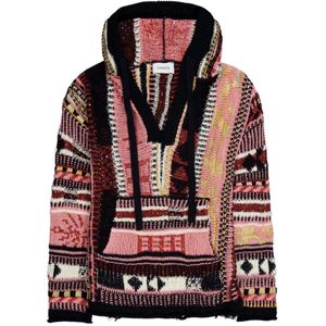 Laneus, Truien, Dames, Veelkleurig, S, Katoen, multicolor roze jacquard hoodie