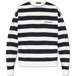 Dolce & Gabbana, Sweatshirts & Hoodies, Heren, Blauw, M, Katoen, Gestreepte sweatshirt