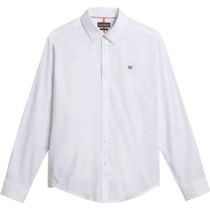 Napapijri, Overhemden met knopen en geborduurd detail Wit, Heren, Maat:S