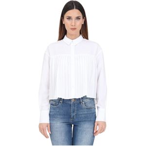 Only, Witte Blouse met Plooien Wit, Dames, Maat:M