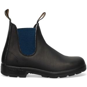 Blundstone, Zwarte Leren Enkellaarzen met Marineblauwe Zijelastieken Zwart, Dames, Maat:37 EU