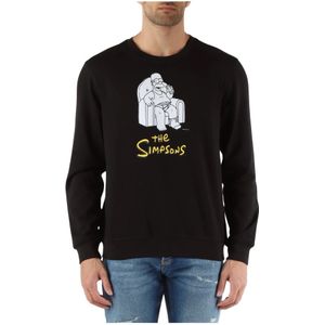 Antony Morato, Sweatshirts & Hoodies, Heren, Zwart, XL, Katoen, The Simpsons Regular Fit Katoenen Sweatshirt