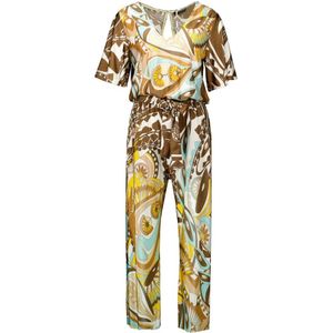 Ana Alcazar, Stijlvolle Paisley Print Jumpsuit met V-hals en Wijde Pijpen Bruin, Dames, Maat:S